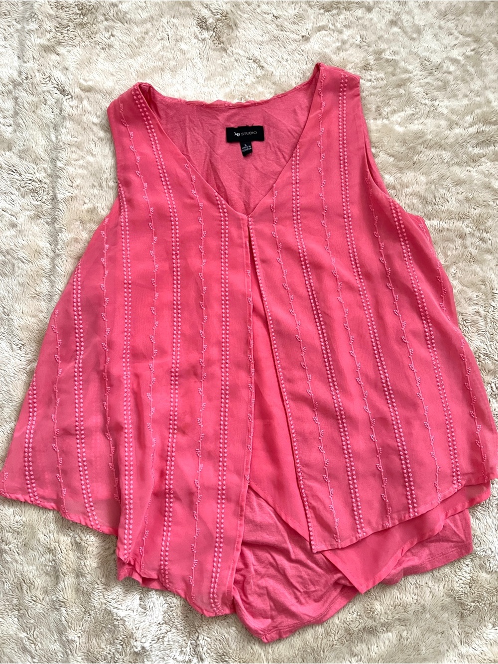 AB STUDIO Woman's Coral Pink Sleeveless Blouse Size L